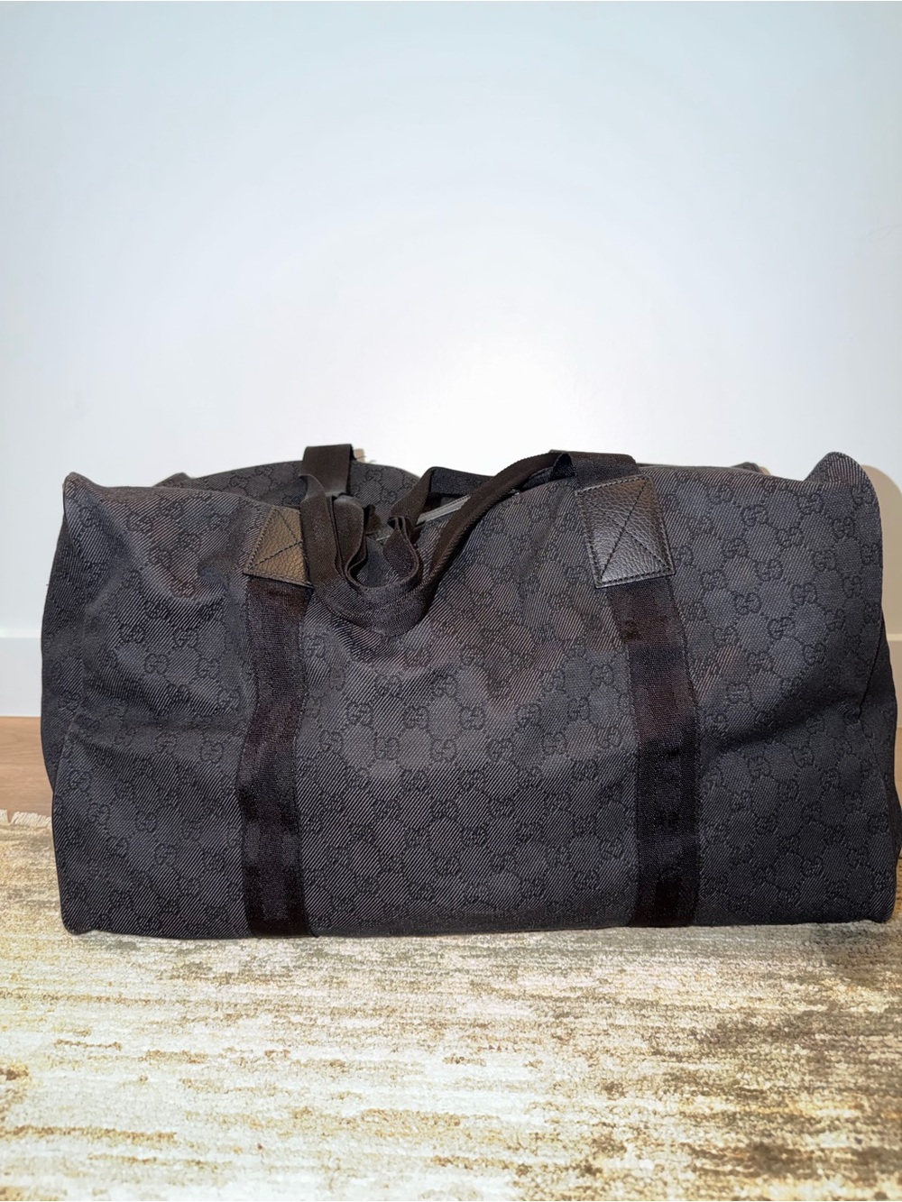 Vintage Gucci Black GG Canvas Duffel Bag